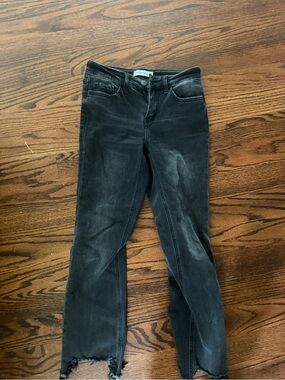 Flying Monkey Black Washed Ankle Jeans with Raw Hem